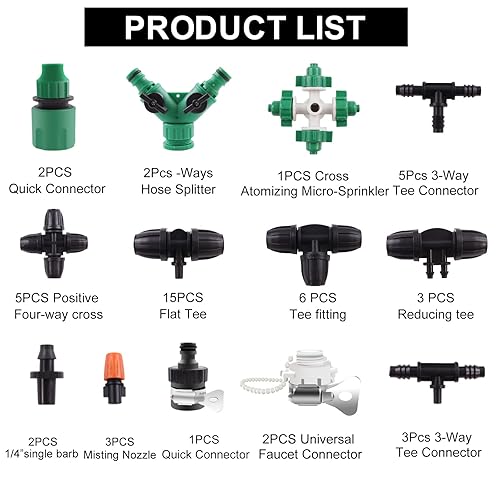 Miniatura 2 de Kit de riego por goteo, equipo de riego de jardín de 164 pies98.4 ft, 50 piezas, sistema de rociadores de 14 pulgadas, tubo de distribución en