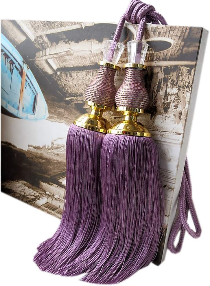 1 Pair Gourd Double Balls Curtain Rope Tiebacks with Tassels Curtain Holdbacks Curtain Tassel Rope Tiebacks (Golden)