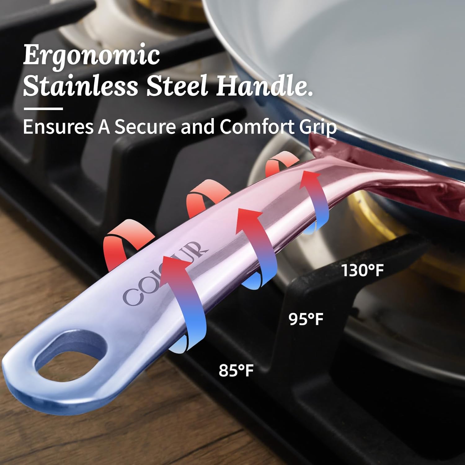 Nonstick Ceramic Frying Pans 8" 9.5" 11" Ceramic Skillets Set with Stainless Steel Handle Omelet Pans Healthy Cooking Chef Pans, PFOA Free, Navy Blue