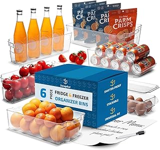 STORAGEBUD Fridge Organizer - 6 Pieces refrigerator organizer bins - Pantry Organization and Storage for Fridge & Refrigerator- BPA Free Freezer Organizer Bins