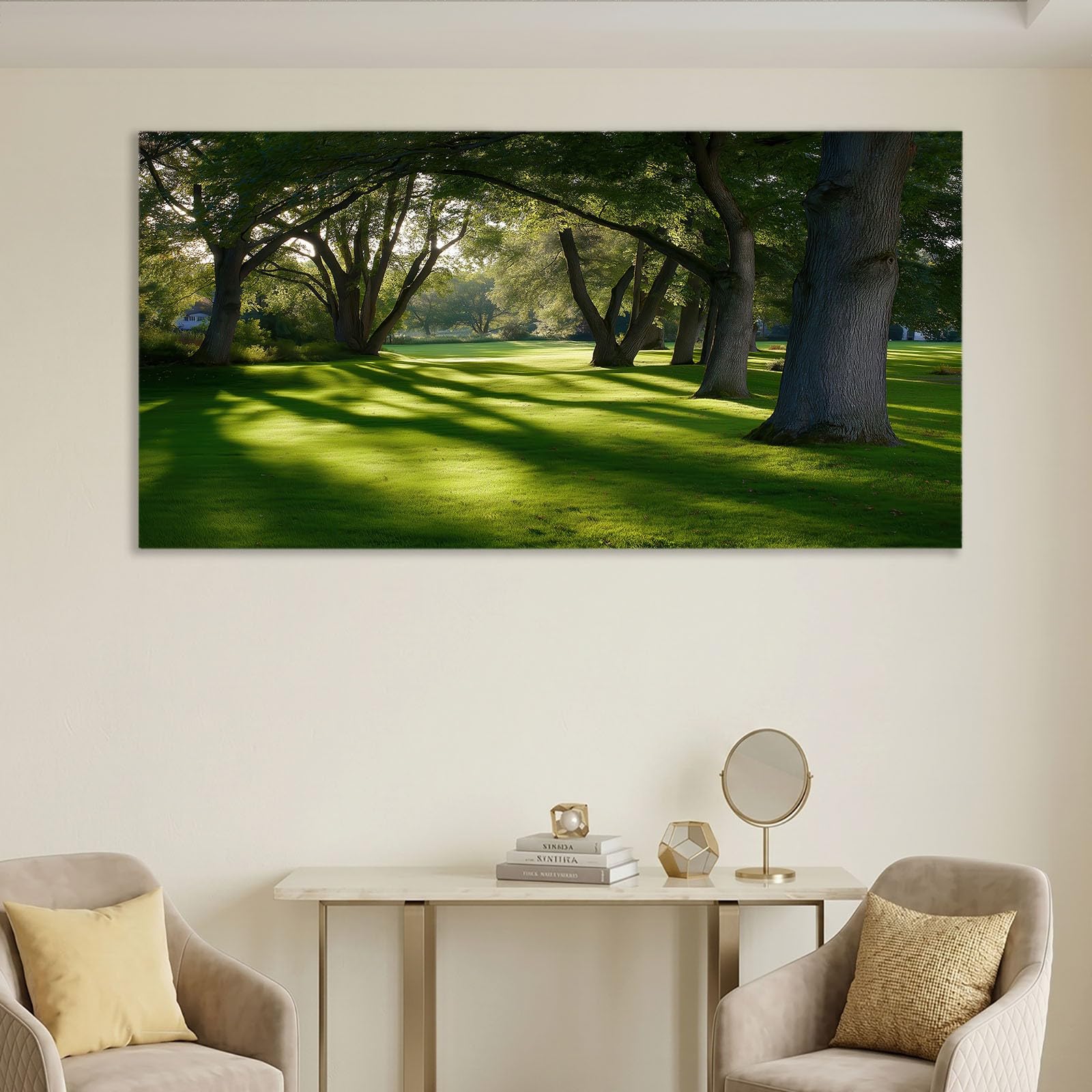 Quadro da parete con erba verde smeraldo, 90 x 60 cm (lunghezza x larghezza), fotografia naturale ad alta definizione, decorazione da parete, per camera da letto, bagno, ufficio, sala da pranzo