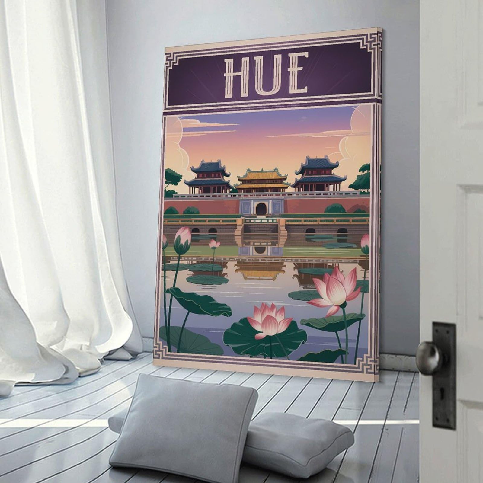Junmoney Hue Vietnam Travel Canvas Wall Art, 16x24inch(40x60cm), for Bedroom, Guest Room Or Reading Nook, Decorative Wall Art for Cosy Rooms