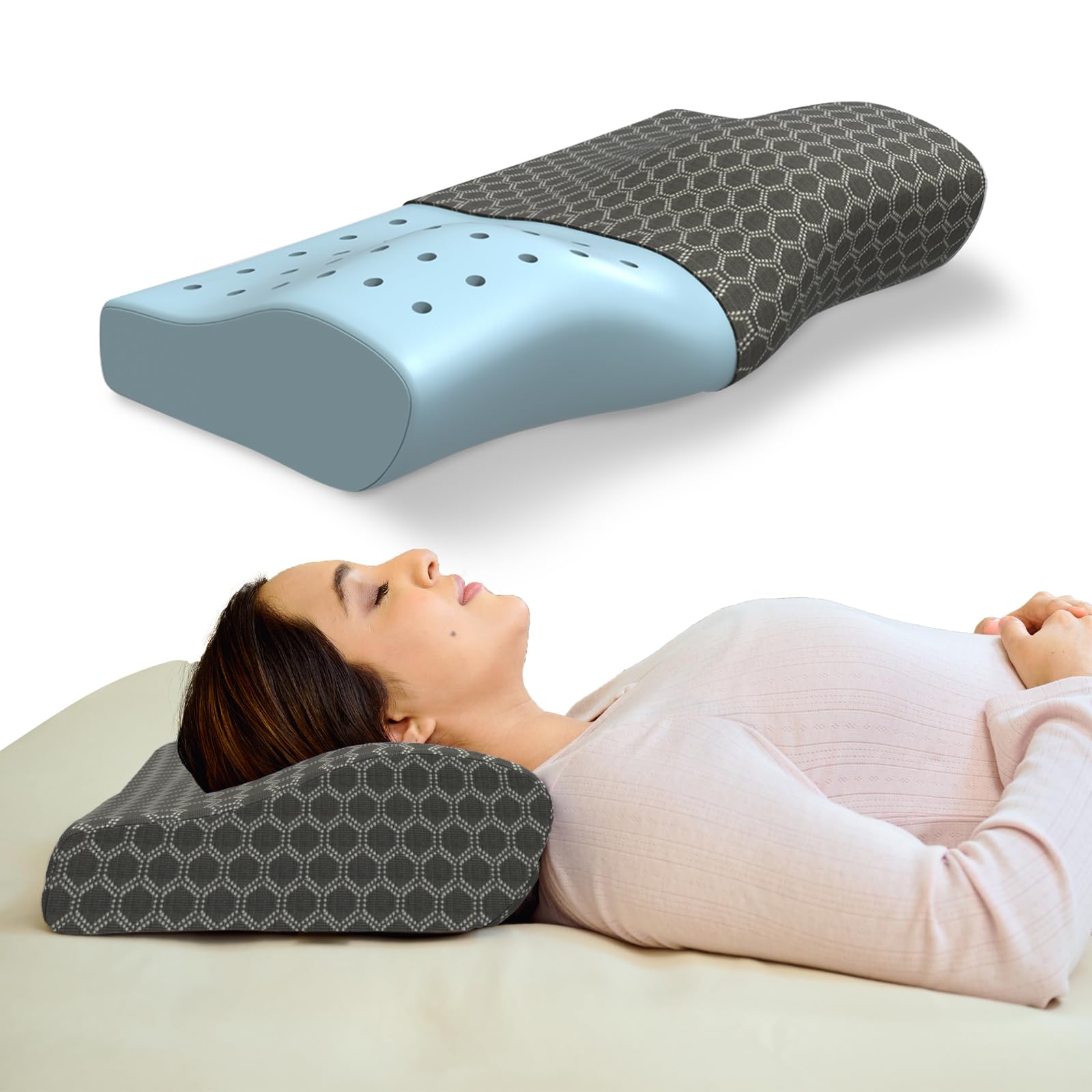 CareFoam Contour Cervical Gel Memory Foam Pillow | 2-Year Manufacturing Warranty | Ergonomic 3-Zone Orthopedic Pillow for Neck Support & Cervical Spine Alignment | Made in India |19 x 11 x 4 Inch