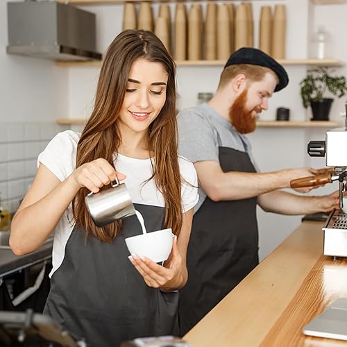 Miniatura 5 de Nicunom Paquete de 2 jarras espumadoras de leche, jarra de vapor de café expreso de 12 onzas y 20 onzas, taza vaporera de leche de acero inoxidable,