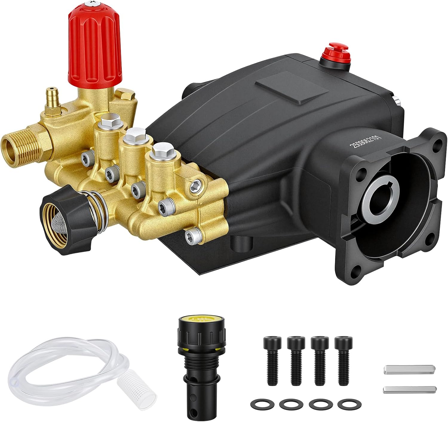 Yesker 3/4" Shaft Horizontal Triplex Pressure Washer Pump 2800-3700 PSI 2.5 GPM 5-8 HP fit for Honda GC190 GX200 Simpson 90036 40224 40225 40226 Santoprene 41182