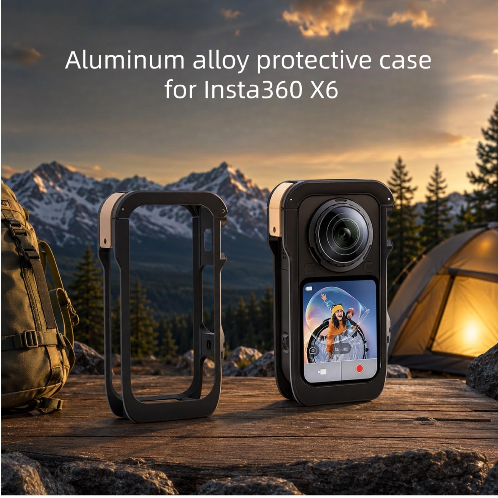 Cámara Funda Protectora de aleación de Aluminio para Insta360 X6; Marco Multifuncional con Estructura Reforzada Jaula de Aluminio(Negro)