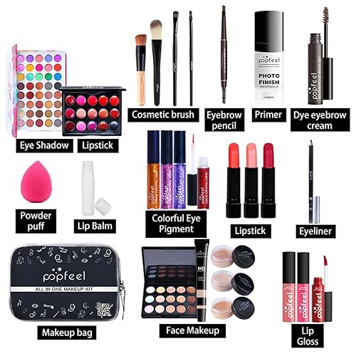Miniatura 3 de Pure Vie Juego de maquillaje todo en uno para regalo navideño, paquete esencial de cosméticos que incluye paleta de sombras de ojos, lápiz labial,