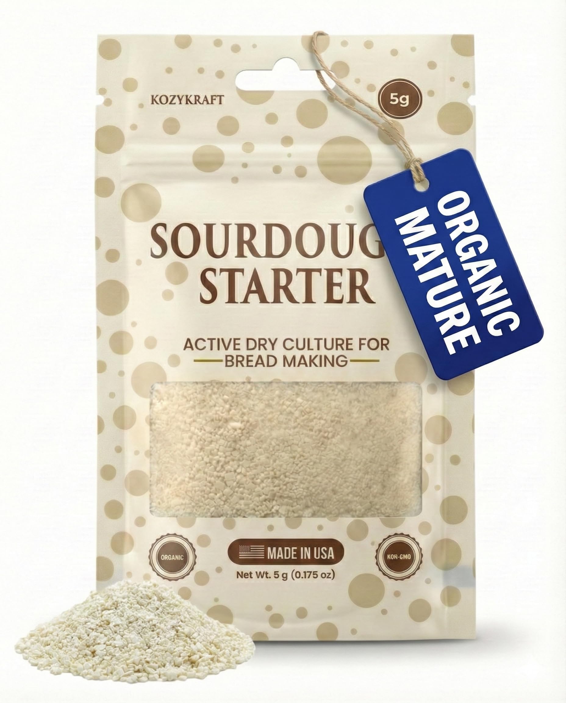 Sourdough Starter Culture – Dehydrated Wild Dry Yeast for Baking Homemade Artisan Bread – Organic, Non-GMO, Fresh, Long-Lasting & Beginner-Friendly (5