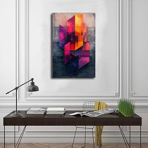 Miniatura 3 de Vibrant Retro-Futuristic Botanical Art Print  Complex Geometric Cyber Nature Design  Home Decor Poster Print Decorative Painting Canvas Wall Art