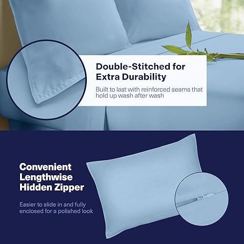 Miniatura 5 de Kickoff Sábanas de bambú de viscosa tamaño King, 4 piezas, 100% viscosa de bambú orgánico, juego de sábanas refrescantes tamaño King, ropa de cama