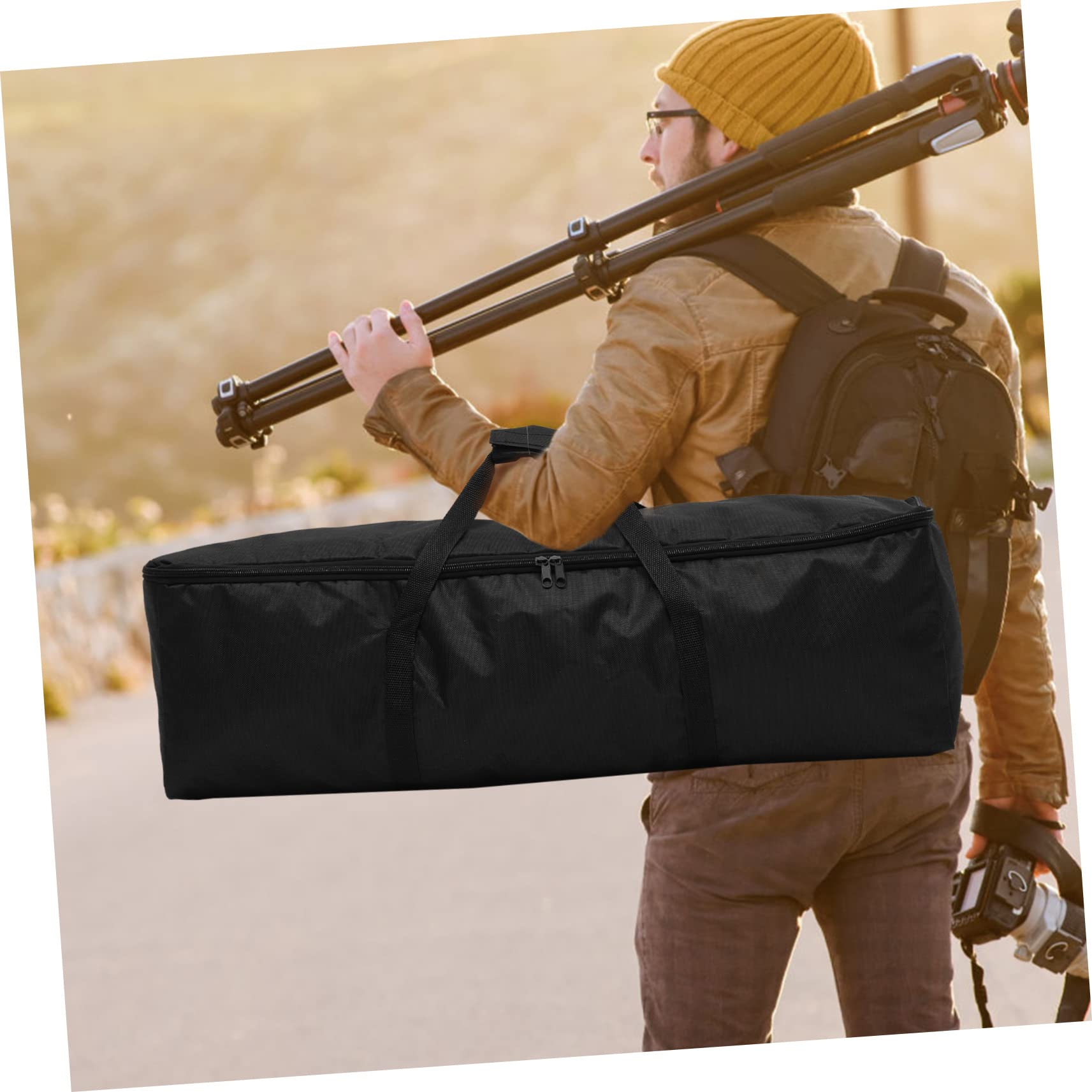 Borsa Portatreppiede Fotografica Singolo Strato Oxford Nera Doppia Zip