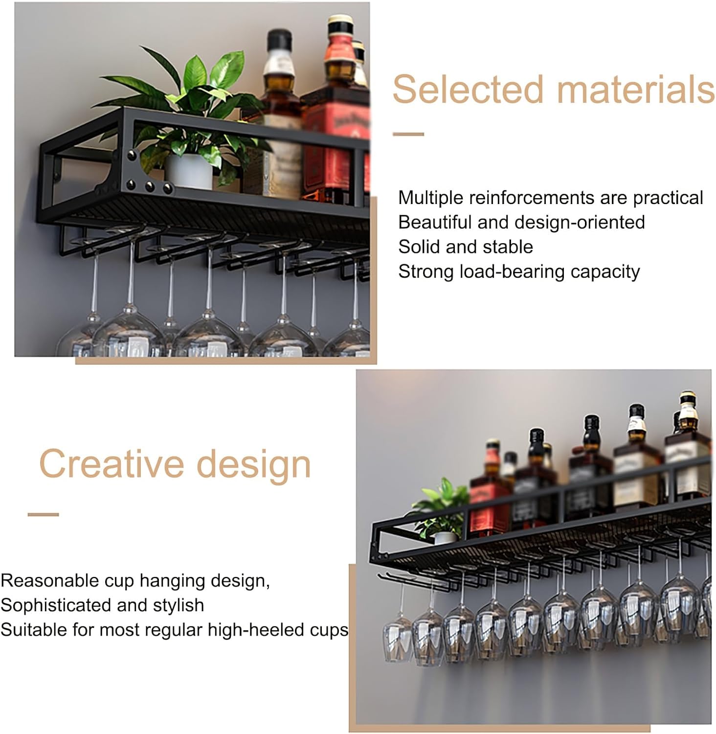 壁掛け ディスプレイスタンド 酒 棚、壁ワインラックワイン置き居酒