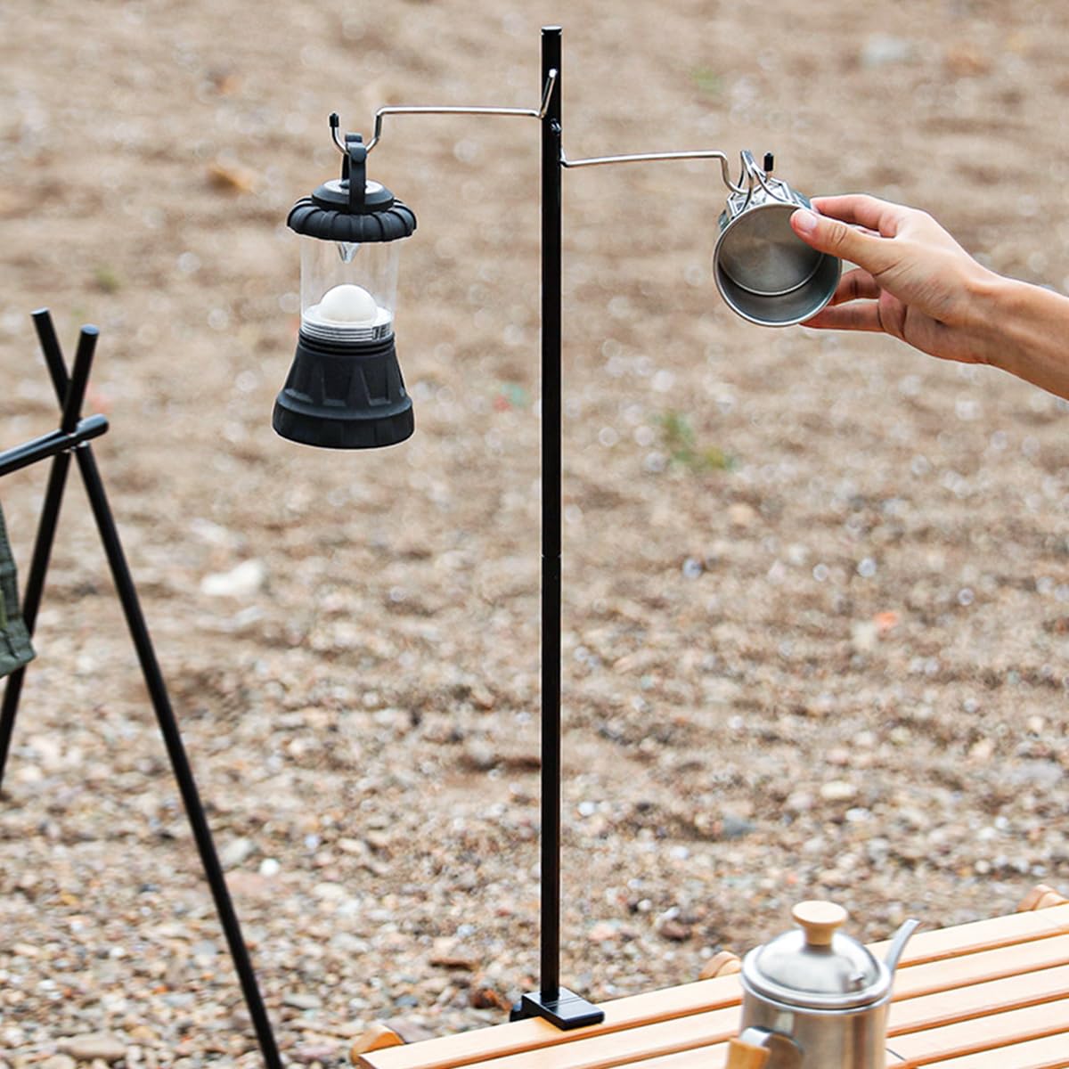 Support de lanterne de camping, poteau de lampe d'extérieur, support de lampe de bureau, support de lampe solaire pour jardin, camping, voyage en plein air