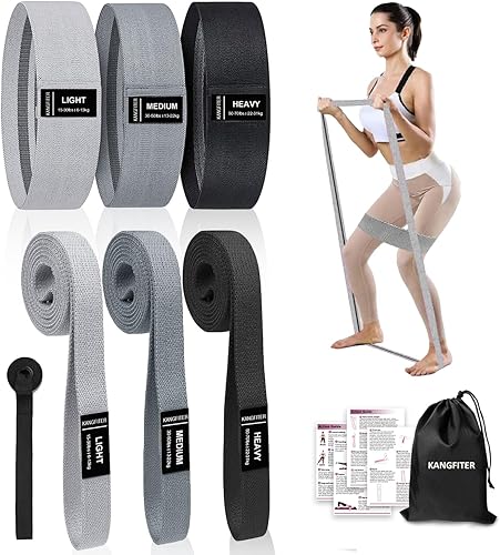 Fabric Resistance Bands for Working Out, 3 Level Non-Slip Booty Bands for Women and Men, Loop Exercise Bands Set for Leg and Glutes, Hip Elastic