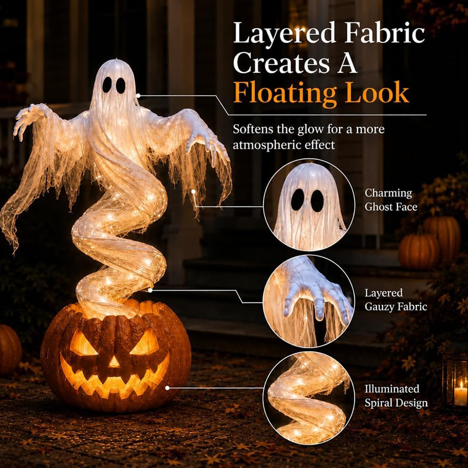 Ghostly Lights Halloween decorazione giardino rotante LED lampada | Ghostly Lights Halloween Si Posa Facilmente Nel Prato E Resiste Alle Intemperie Per Il Riutilizzo
