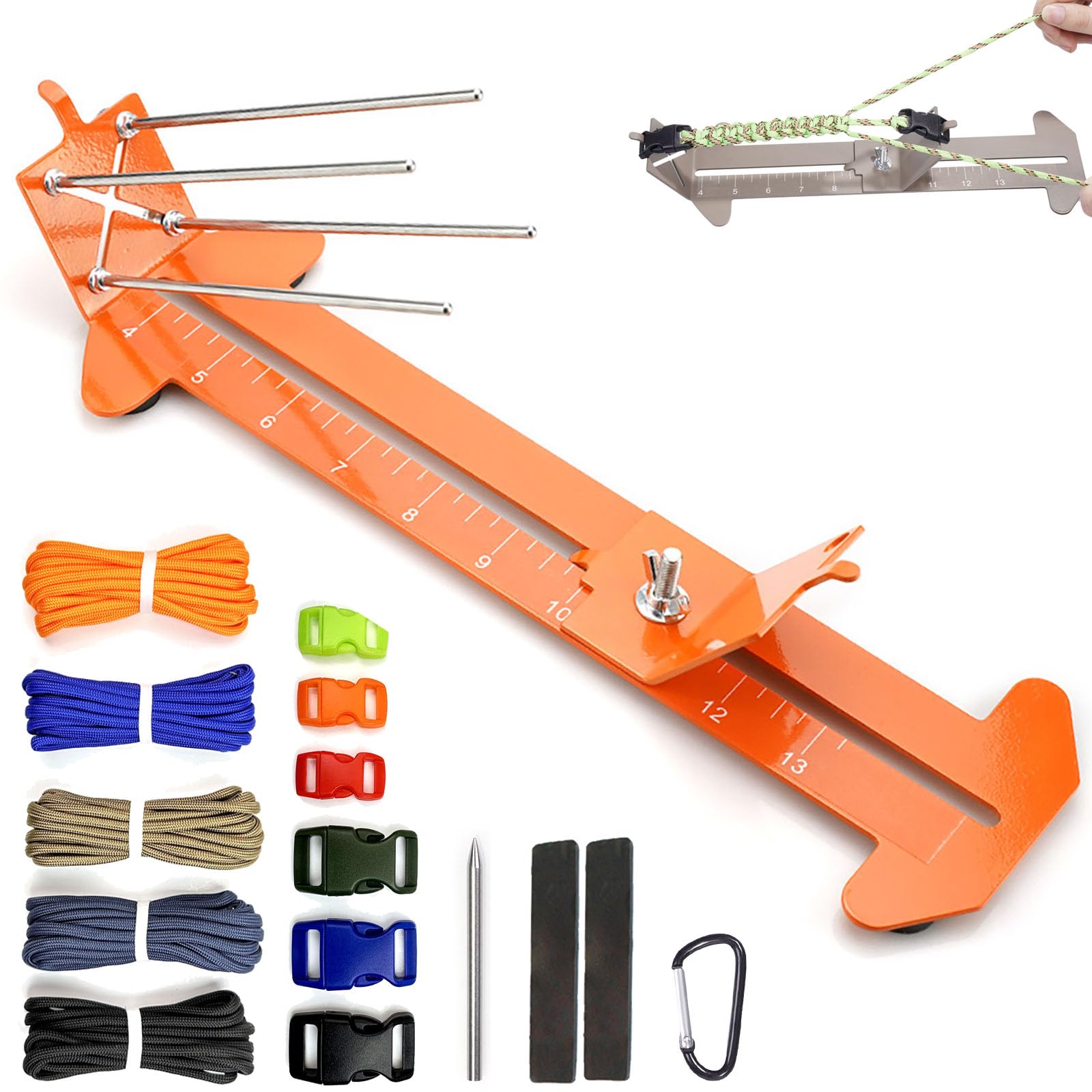 KOKKOYA Paracord Armband Maker Kit Paracord Jig Kit Einstellbare Länge Weben DIY Handwerk Maker mit Gratis Schnur und Schnallen (Karotte)