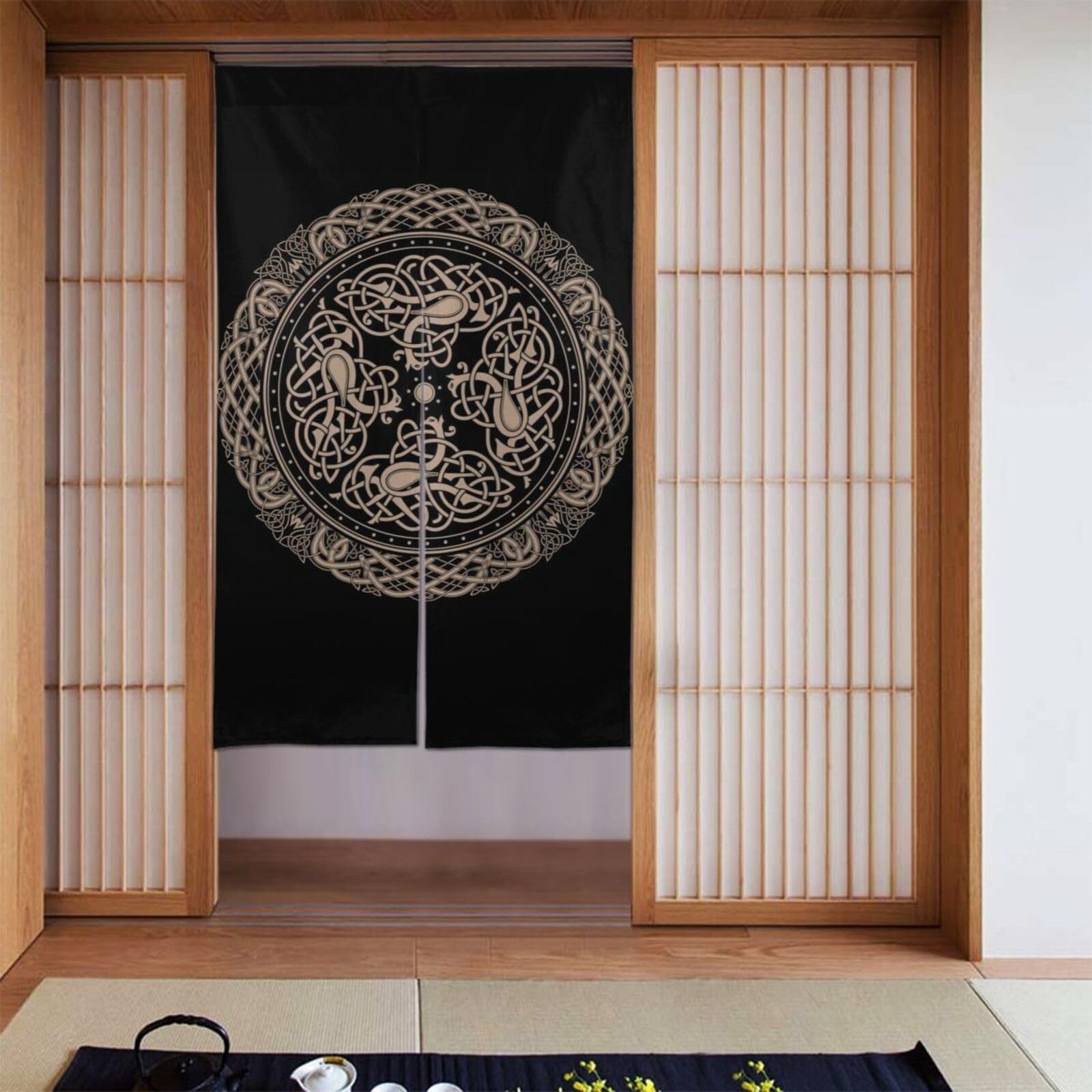Lukiyys Ancient Celtic Mythological Symbol Door Curtains,Doorways Curtains for Windows,Bedroom Divider 34"X 56"
