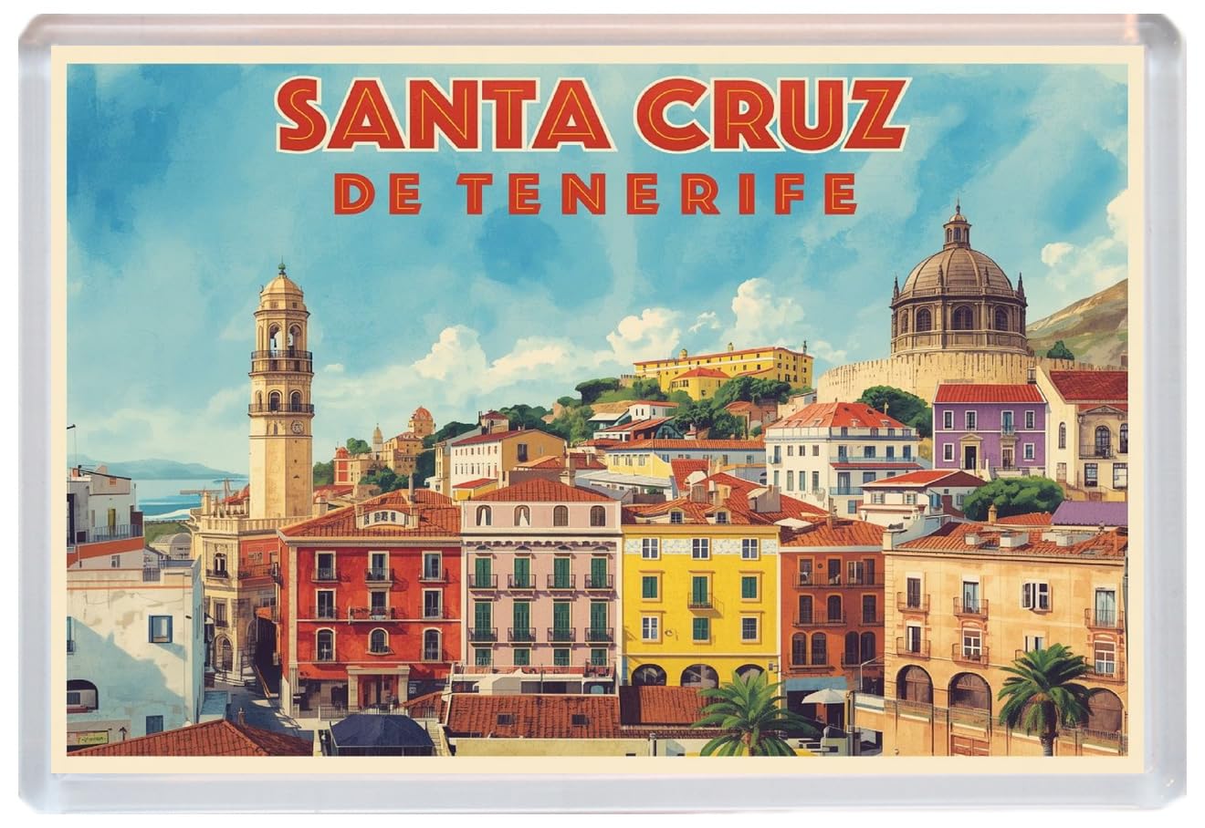 Baked Bean Store Multicolor Santa Cruz De Tenerife - Canary Islands - Jumbo Artistic Fridge Magnet 96 X 67Mm Bbsfhm3357