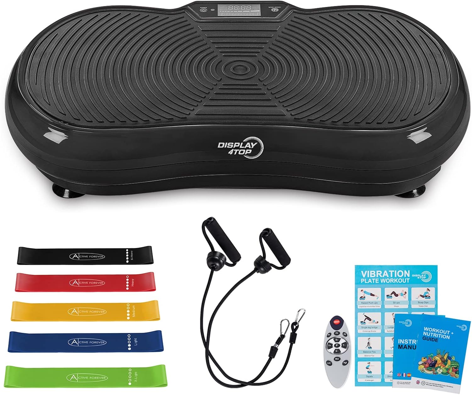 REBBLO Plateforme Vibrante 15 min de Sport, Planche Vibrante Fitness avec 2 Bandes de