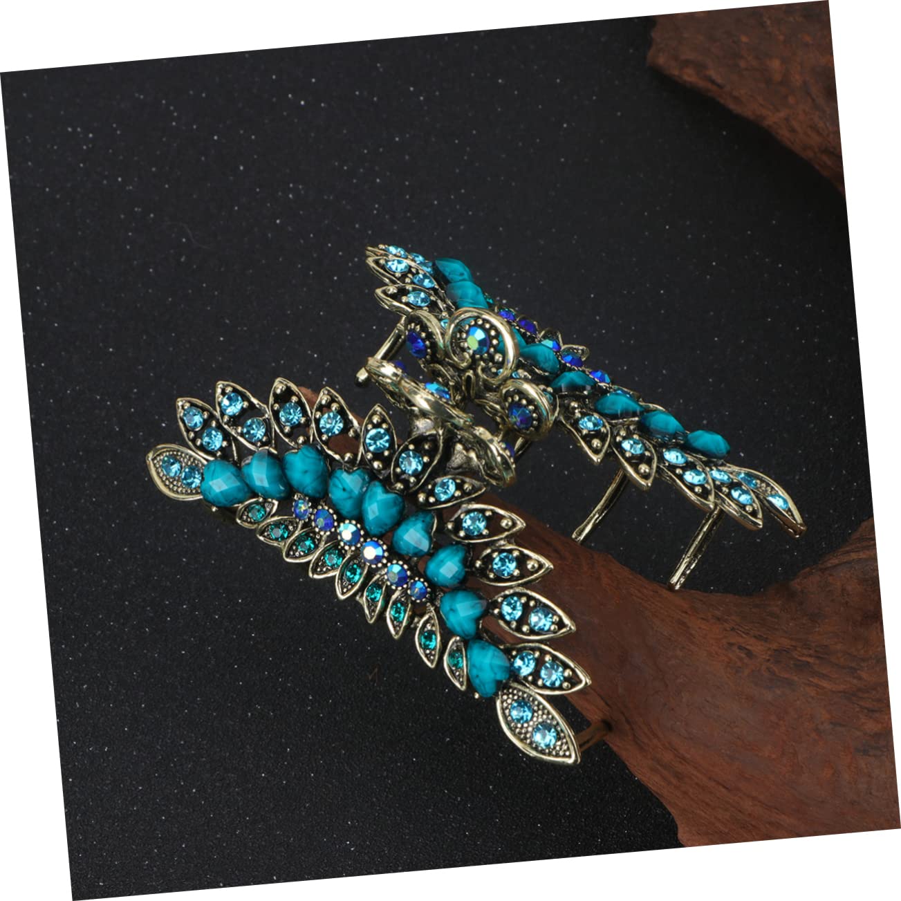 1Pc Vintage Rhinestone Hair Clip Stylish Retro Grip Clip for Ponytails Elegant Blue Jaw Clip Hair Accessory for Women Fashionable Hair Barrettes