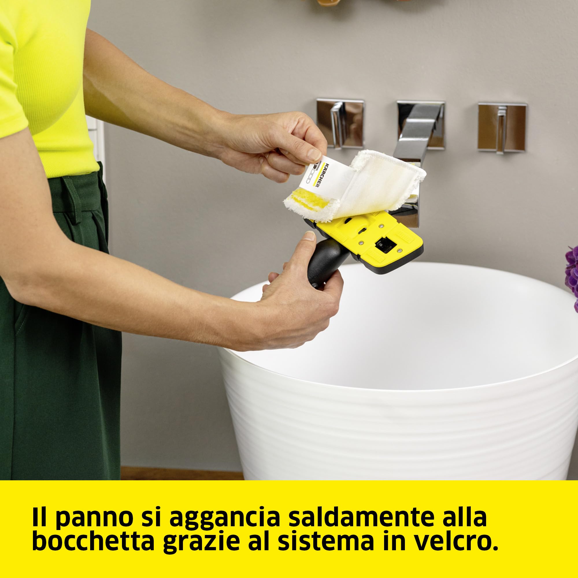 Kärcher set bocchetta manuale flessibile con panno in microfibra abbinato per una pulizia efficace di superfici dritte e curve, accessorio originale per i pulitori a vapore Kärcher