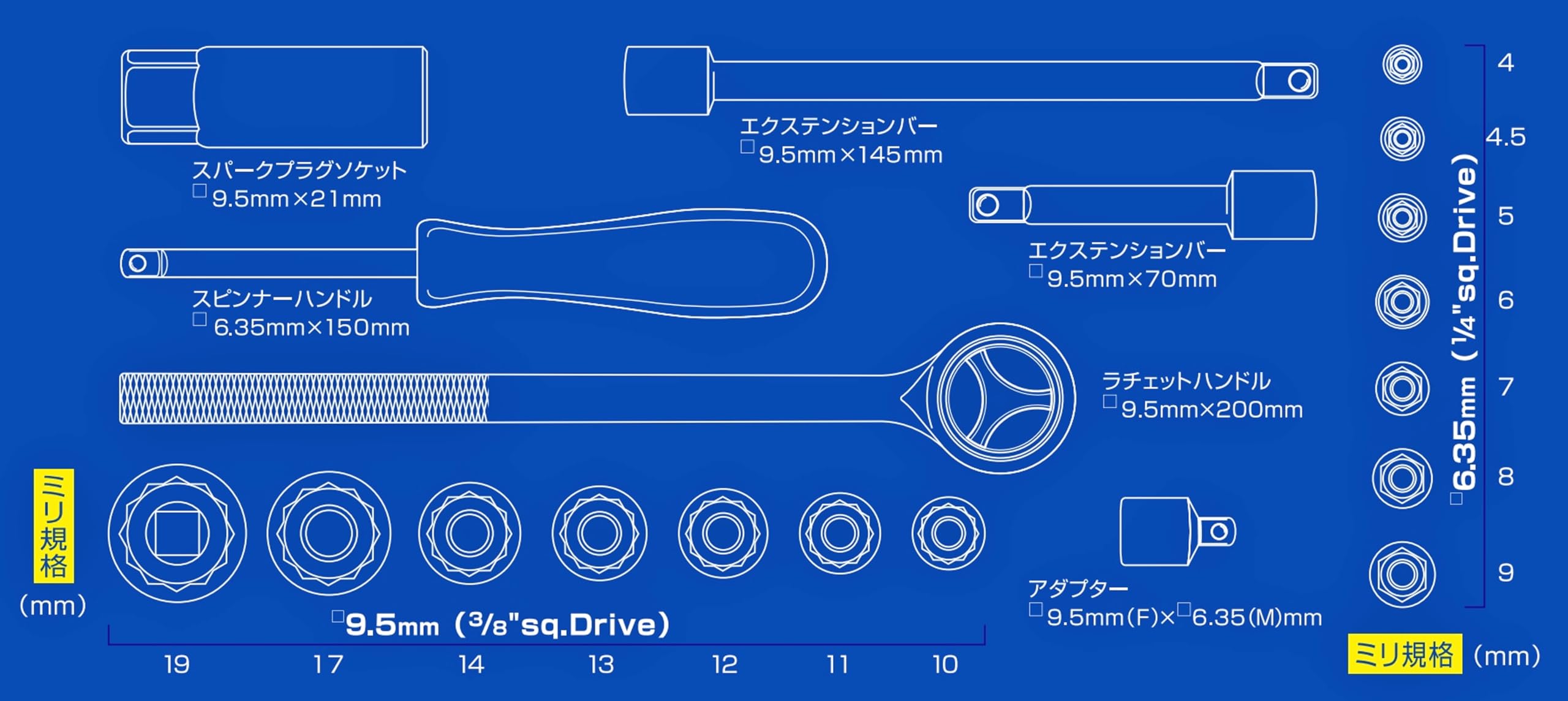 Lot De 21 Clés à Douille BAL (industrie Ohashi) 501