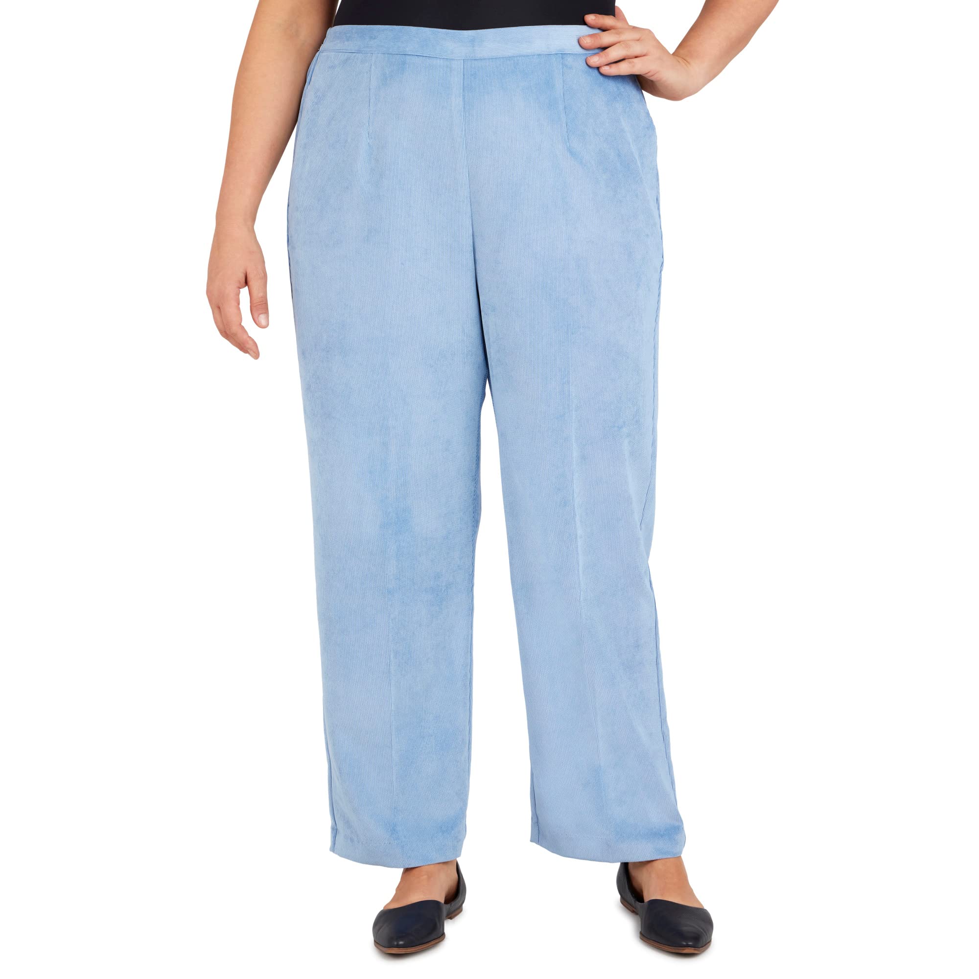 Alfred Dunner Womens Plus-Size Womens Corduroy Pull-On Straight Leg Regular Length Pant