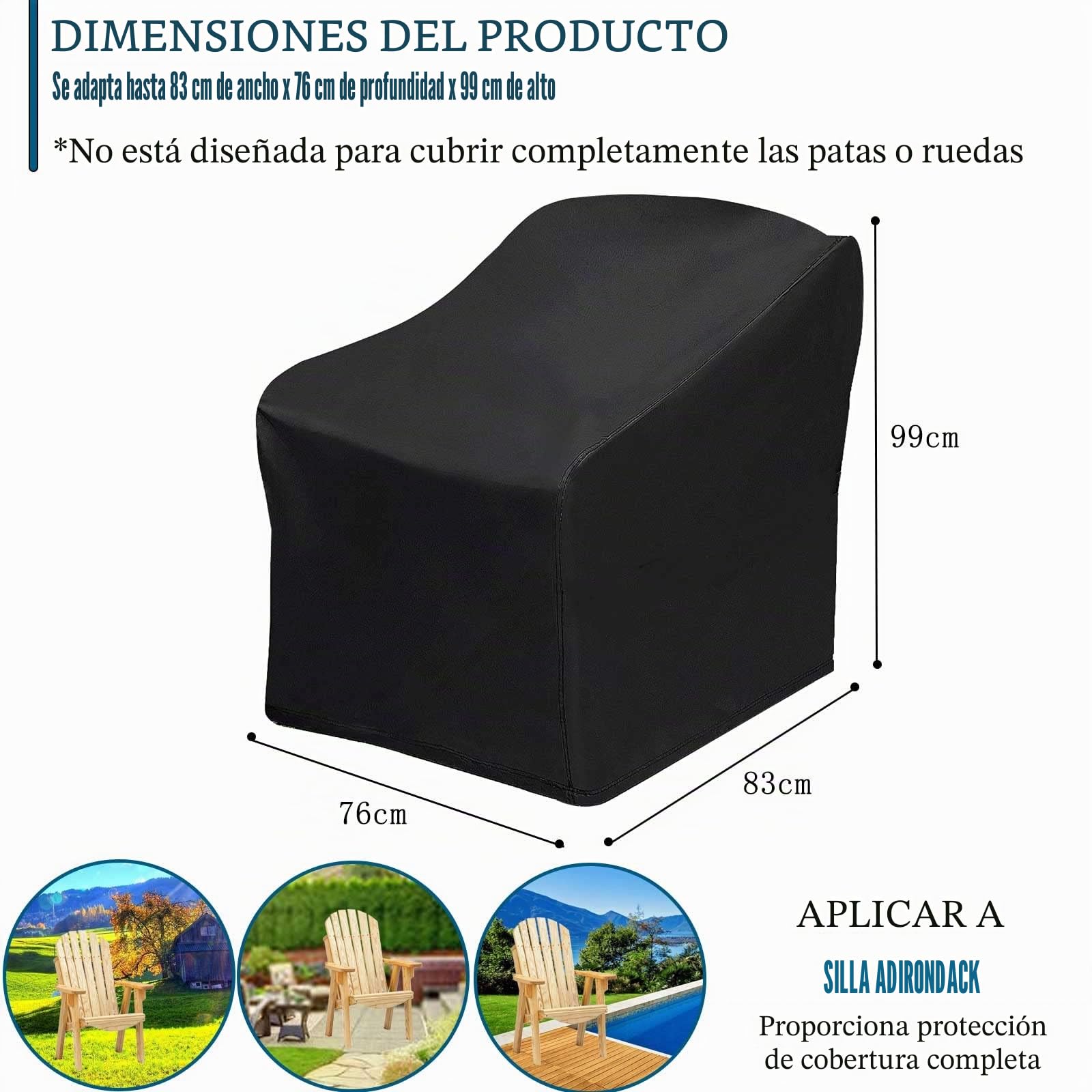 Schleuder Funda para Adirondack, Fundas para Sillas de Jardin, para Silla de Jardín Adirondack, Tela Oxford 420D, Cubierta Impermeable Resistente a Los Rayos UV, Funda Sillas Jardin Impermeable