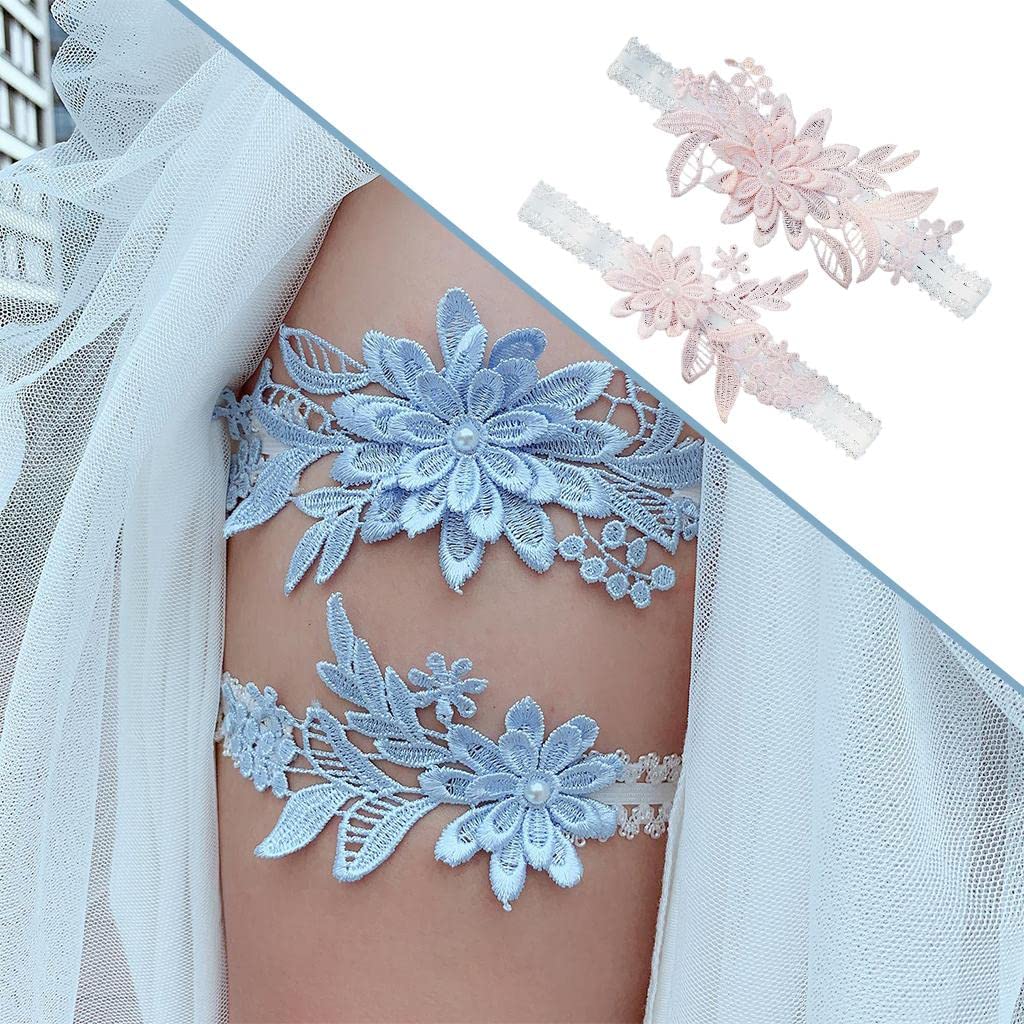 10 set 2 set di giarrettiere da sposa in pizzo giarrettiera per sposa danza set rosa, 40-60 cm