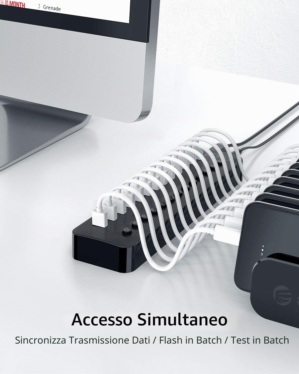 ORICO HUB USB 3.0 Attivo 13 Portes Alimentato 60W Alimentazione 12V / 5A con Alluminio Interruttore ON/OFF Individuale per Computer Desktop, PC, iMac, HDD Mobile, Unità Flash, Ricarica IiPad