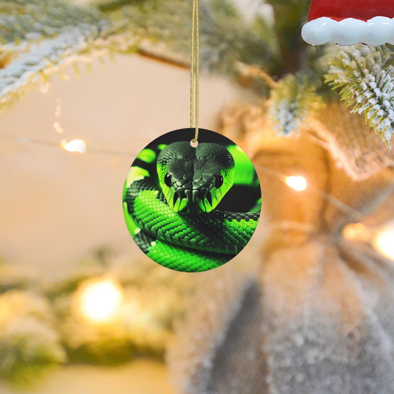 2025 Christmas Tree Decoration Hanging Round Ornament 3D Snake Ceramic Ornaments Christmas Tree Decorations Round Pendants for Xmas Tree Winter New Year Party Supplies