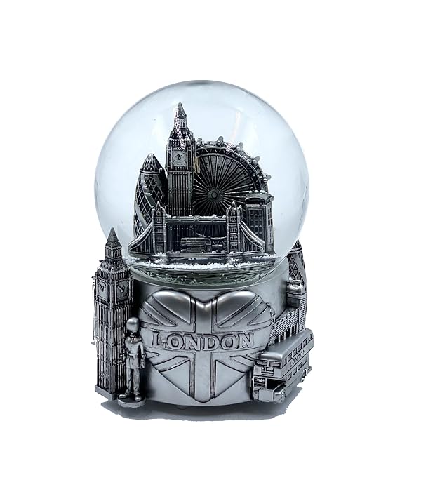 London 3D Musical Snow Globe Romantic Gift Souvenir Decor for Home Office 5 1/2" (Silver) by Zizo usa inc - Used condition - US$26.45