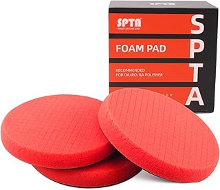 Red Finish Polishing Pads, Buffing Pads, SPTA 3Pcs 6.5 Inch Face for 6 Inch 150mm Backing Plate Compound Buffing Sponge Pads for Car Buffer Polisher Compounding, Polishing and Waxing -X00224R6B3