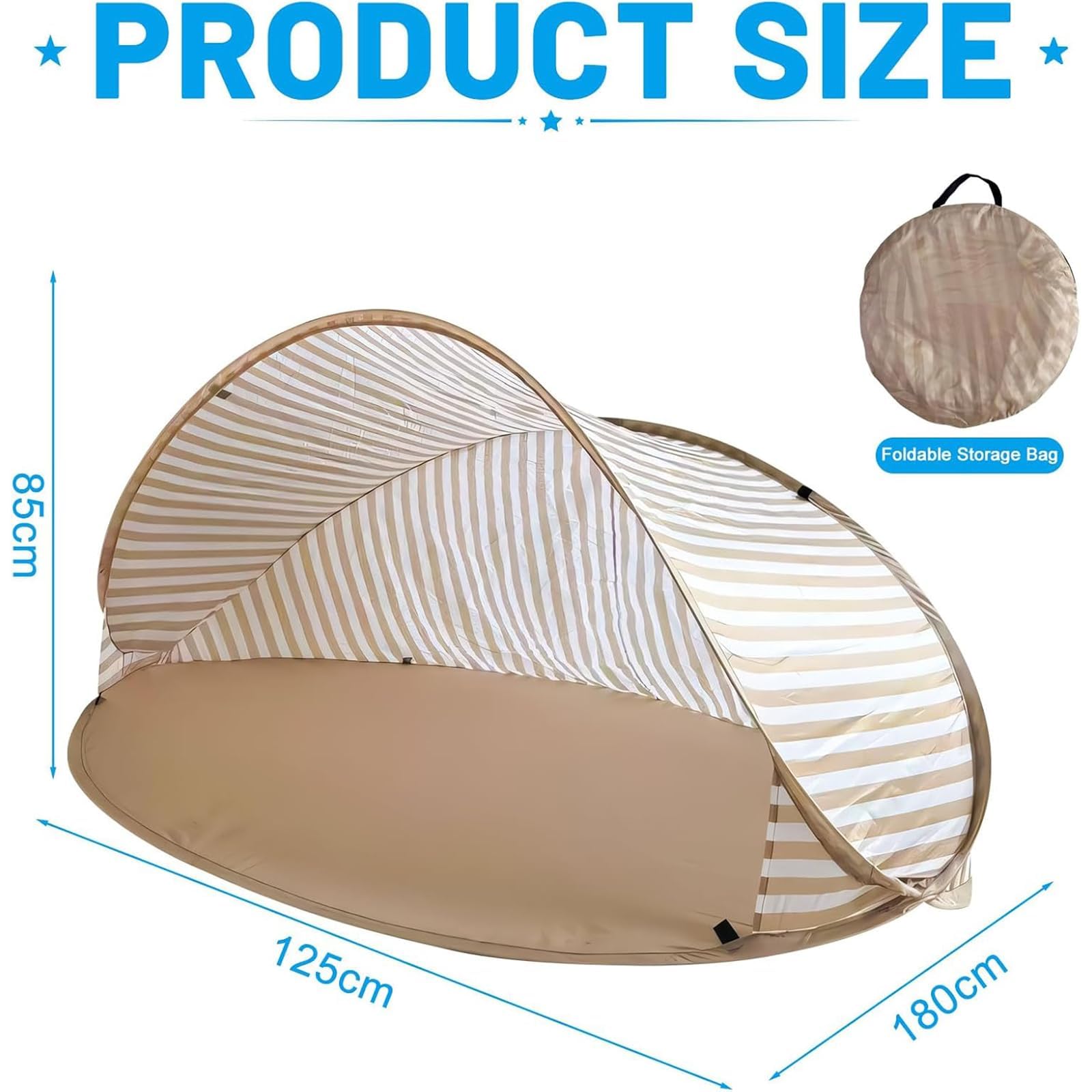 Tente de Plage Anti UV Bébé Pop Up Automatique UPF50+, Tente Plage Bebe Anti UV Pliable avec Sac de Transport et Piquets, Abri Soleil Portable pour Plage Jardin Camping