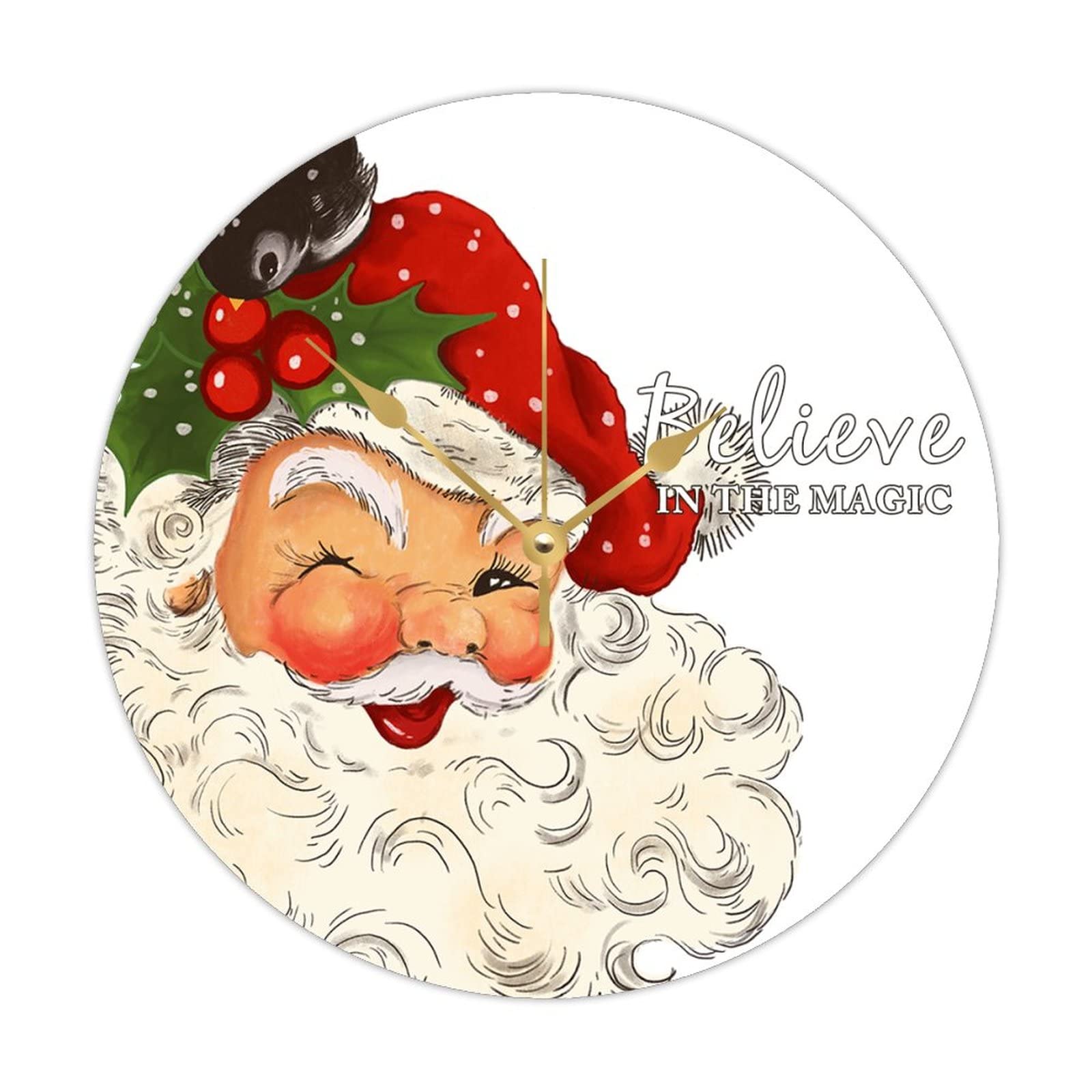 Horloge murale décorative pour la maison ambiance de Noël rétro en bois