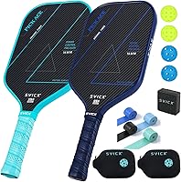 Vista 9 de Carbon Fiber Pickleball Paddle 16mm – Professional Pickleball Paddles with Superior Control, Power & Spin – Extended Handle for Two-Handed Grip