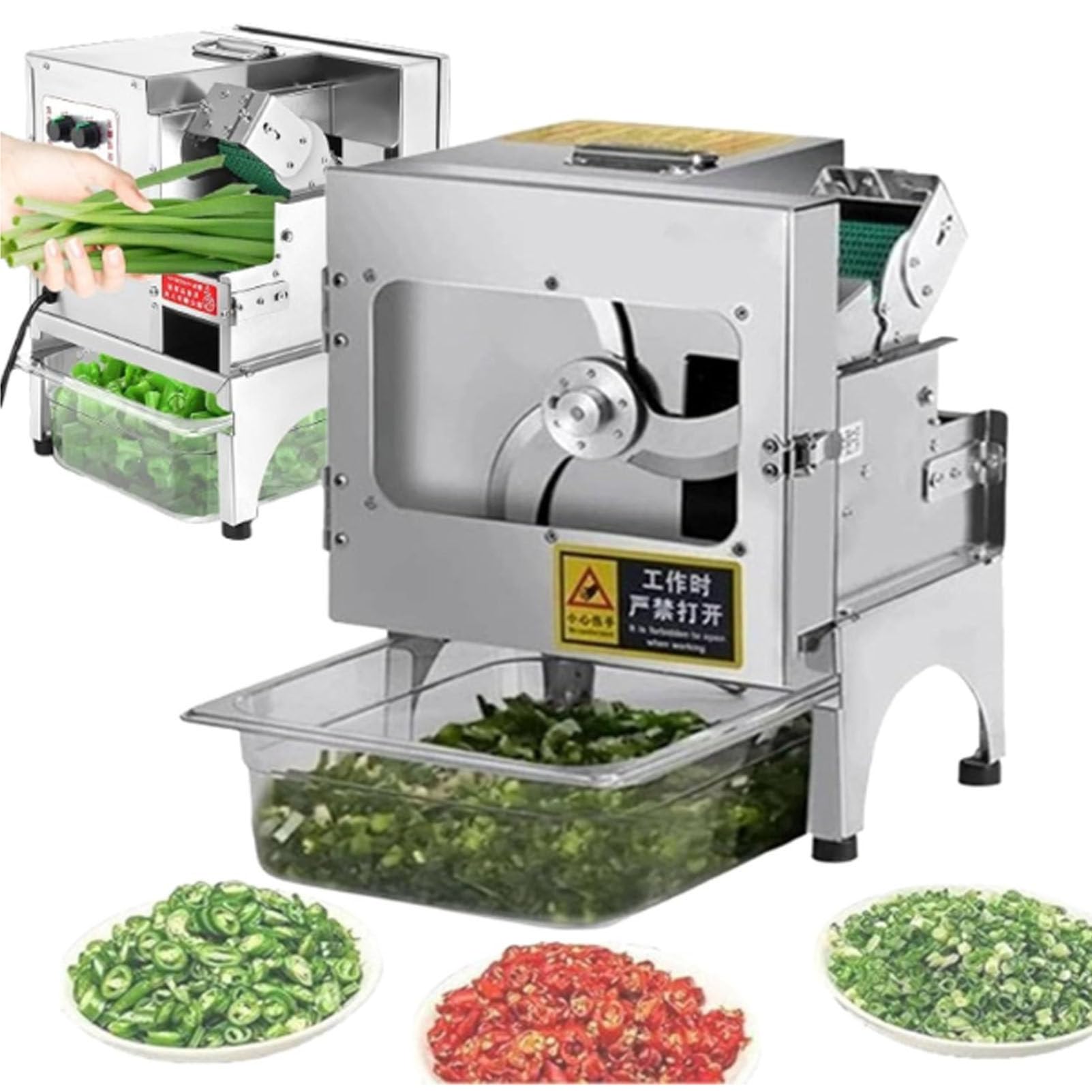 Cortador de verduras eléctrico comercial, 330 libras/h, picador automático de cebolla y procesador de alimentos para pimientos, cebollas verdes, cilantro, puerros, jengibre, frijoles, apio