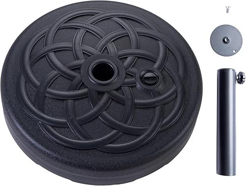 Miniatura 3 de FLAME&SHADE Base redonda rellenable de agua de 112 libras para patio, mesa de mercado, sombrilla al aire libre, color negro