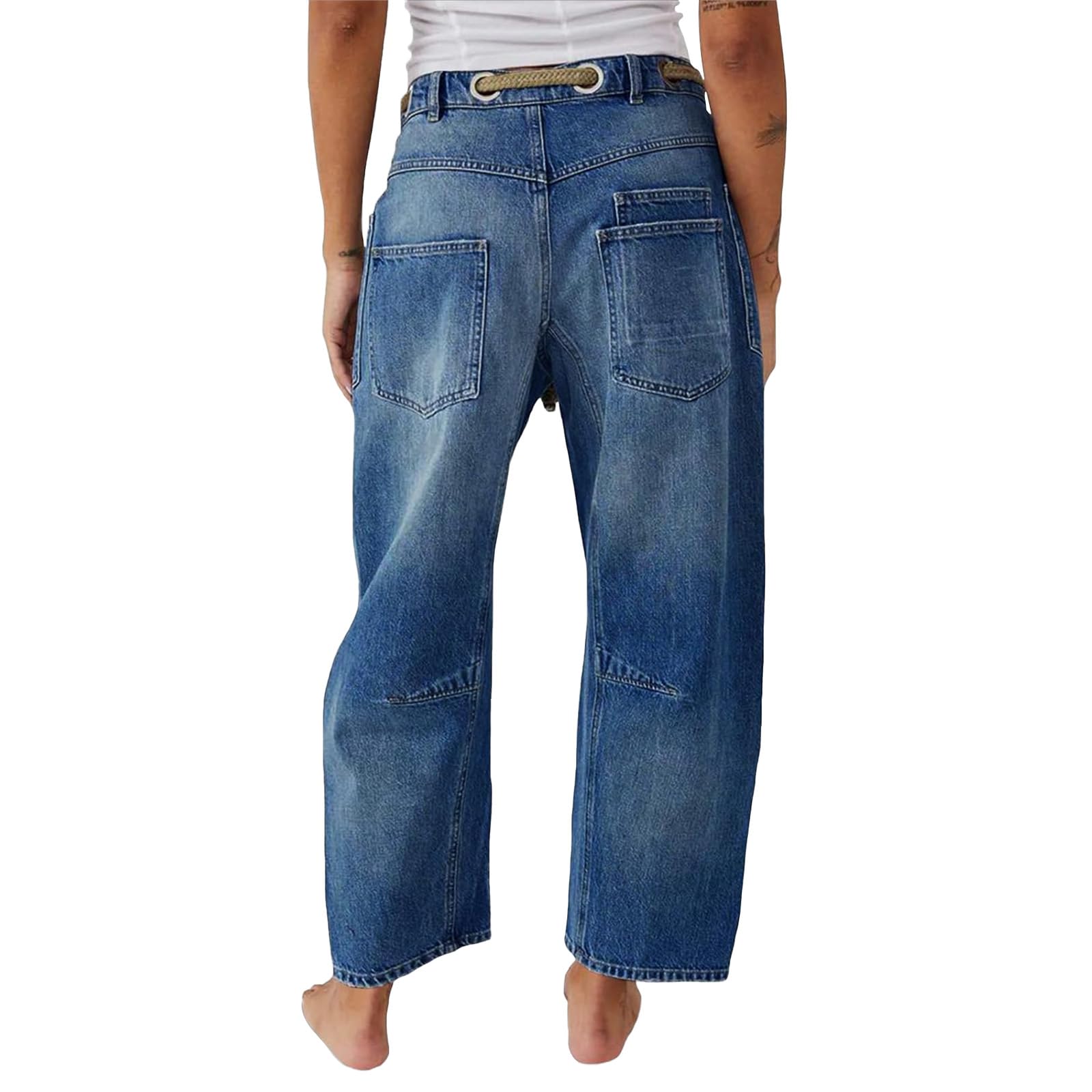 Pantalon décontracté en coton mélangé durable à panneaux géométriques