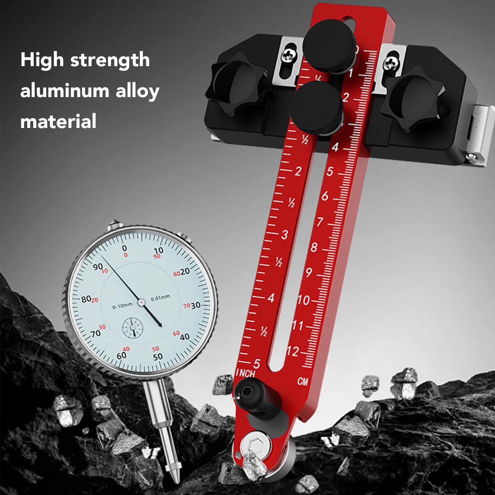 Calibrador de Calibre de Alineación de Sierra de Mesa, Calibre de Sierra de Mesa Digital Ajustable de 0-120 Mm con Indicador de Cuadrante, Guía de Plantilla de Sierra de Mesa
