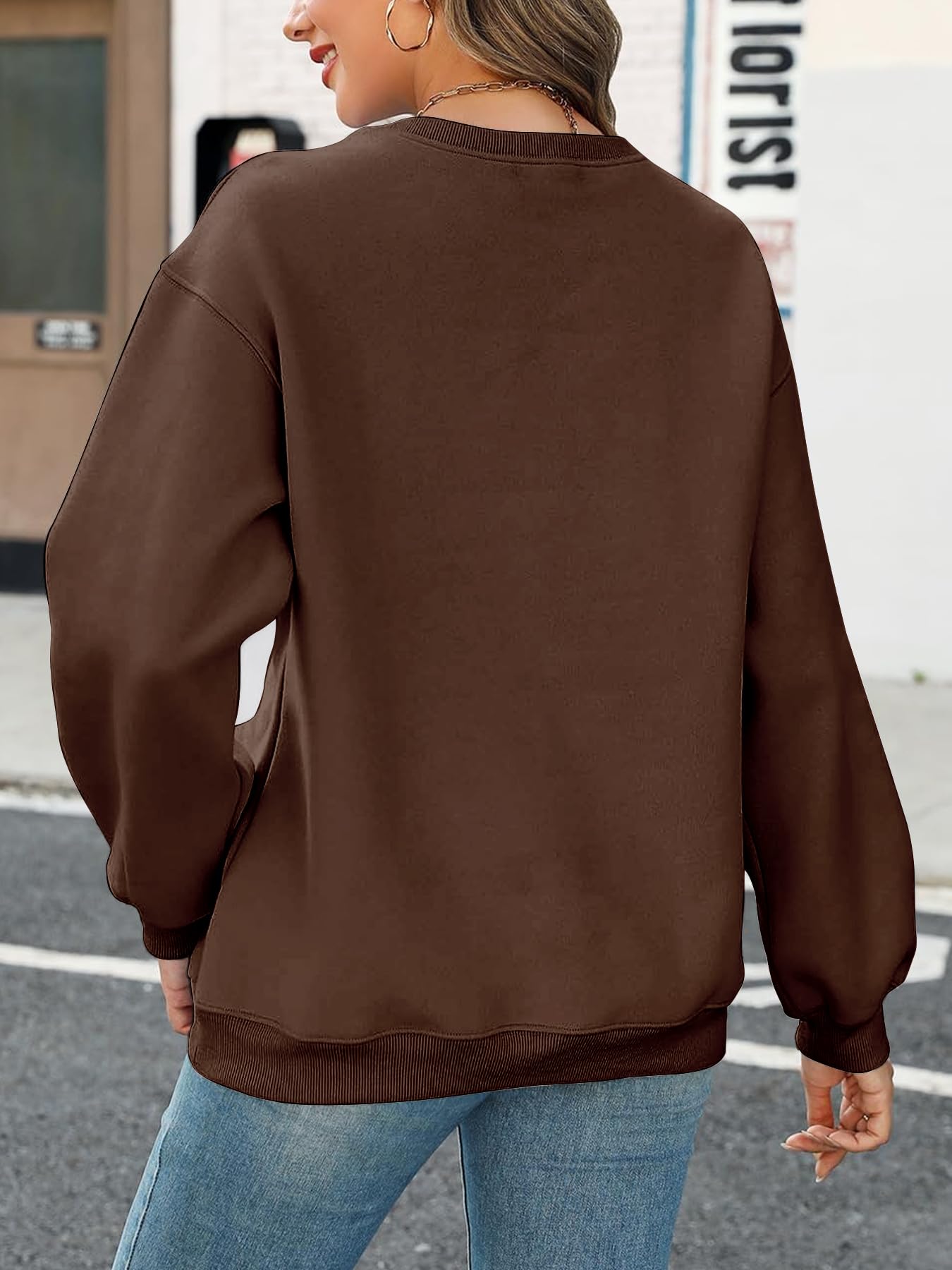 Damskie bluzy oversize bluzy z kapturem polar okrągły dekolt swetry na co dzień topy wygodne jesienne modne stroje zimowe ubrania