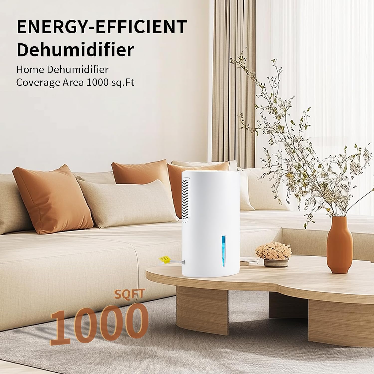 Condition photo showing As Is for 68 oz small dehumidifier for bathroom with drain hose, 1000 sq.ft, auto shut-off, portable dehumidifier for bathroom,home,closet,rv, small spaces with 7 color ambient lights