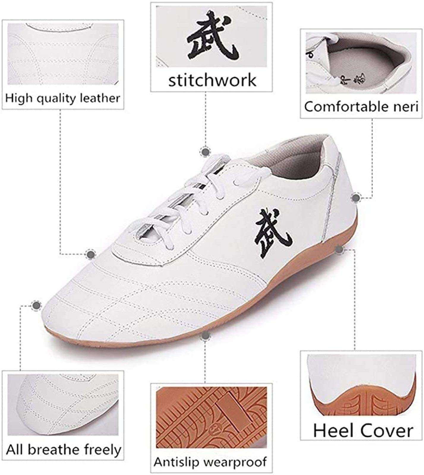 ZKHD Tai Chi Kung Fu Scarpe Taekwondo Scarpe Arte Marziale Cinese Tradizionale Wushu Shaolin Trainer Sneakers Traspiranti per Uomo Donna Bambini Bambini,White-45EU