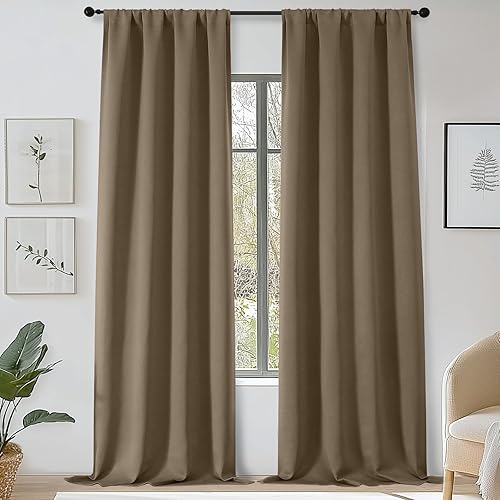 Miniatura 65 de OWENIE Sally Ever Green Cortinas Opacas para Dormitorio Sala de Estar 63 Pulgadas de Largo Juego de 2 Paneles, Aislamiento Térmico Ahorro de Energía