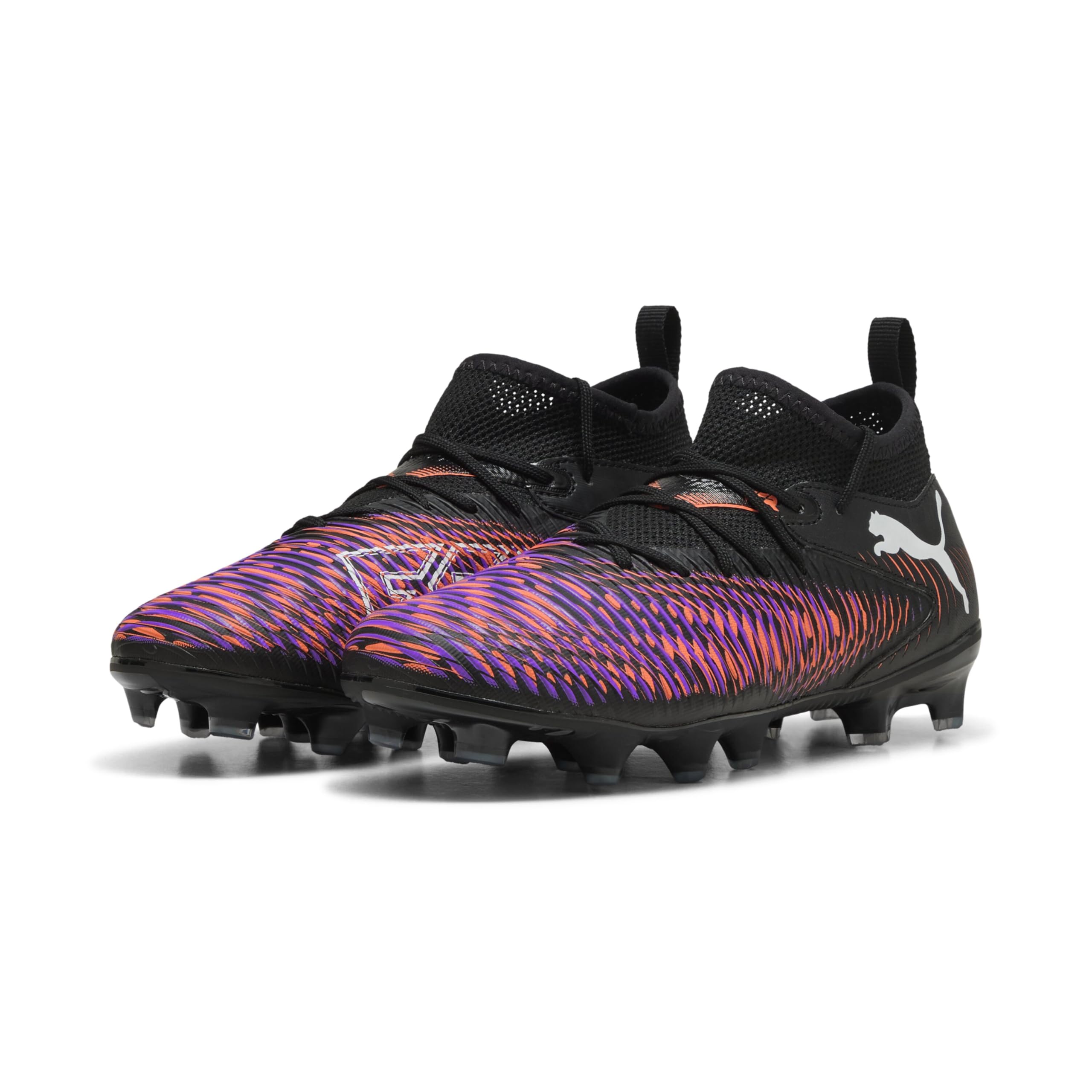 PUMA Future 8 Match FG/AG JR Soccer Shoe, Black White-Glowing RED, 2.5 UK
