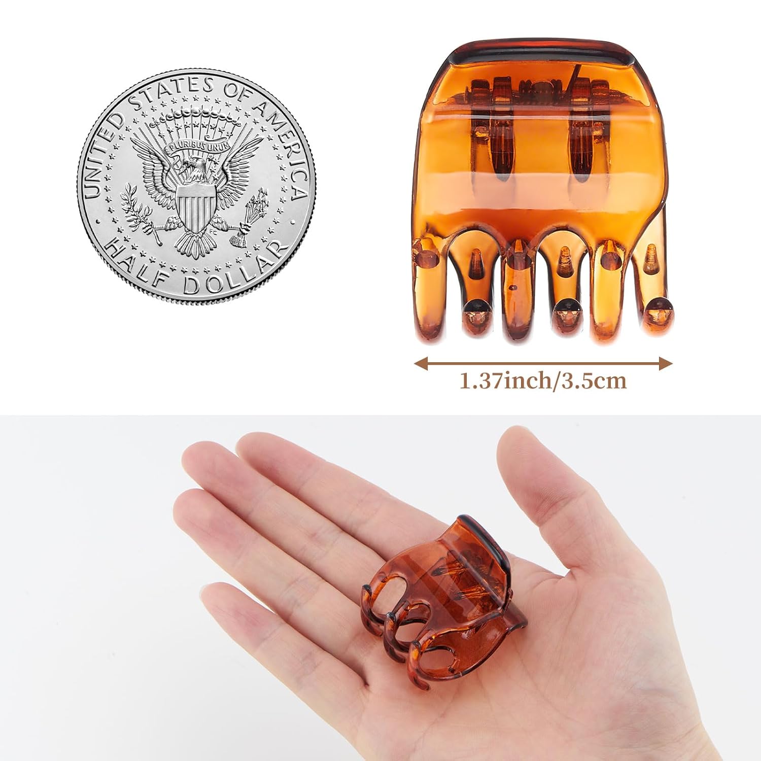 Medium Claw Clips for Women Non Slip, 8PCS 1.38" Black & Brown Plastic Hair Clips for Thin/Thick Hair Claws Short Hair Accessories Jaw Clips(8PCS-Style 3) - Image 2