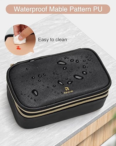 Miniatura 8 de Relavel Bolsa de maquillaje pequeña para mujer y niña, bolsa de maquillaje y brochas portátil de 2capas, organizador de brochas de regalo de Navidad