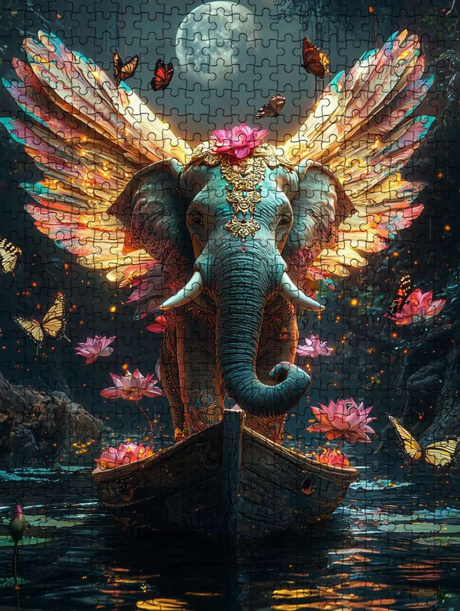 Puzzle 3000 Pezzi, Elefante Lotus 3D Puzzle per Adulti Impegnativo, Educa Puzzles Artistico, Divertente E Stimolante Puzzles Decorativo per La Famiglia, Regalo e Decorazione Pareti DX0YL6-929