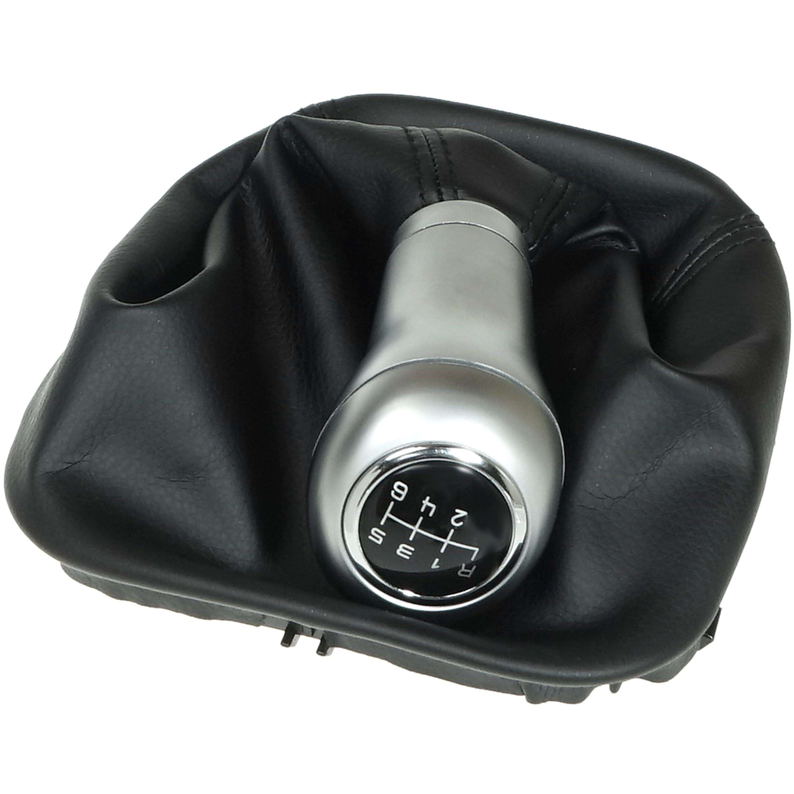 Pomello del cambio in alluminio argento + cuffia + telaio 6 marce compatibile con Mercedes Classe C: W203 S203 (2004-2007 solo Facelift, classe CLK W209 (2004-2008) solo Facelift!