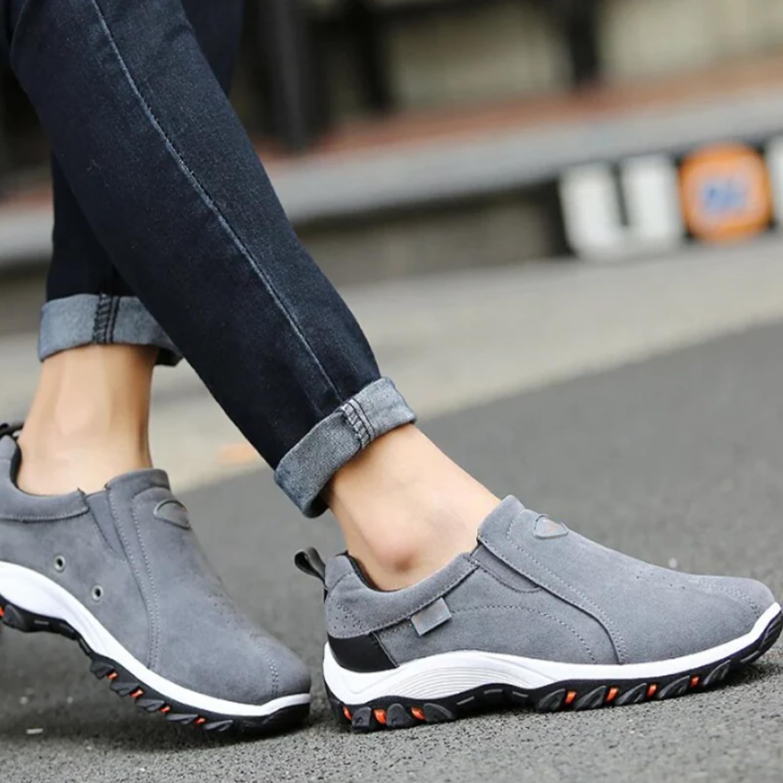 Chaussures De Marche Orthopédiques pour Hommes, Chaussures Orthopédiques Confortables à Enfiler avec Soutien De La Voûte Plantaire, Chaussures à Enfiler Rembourrées (Noir,44)